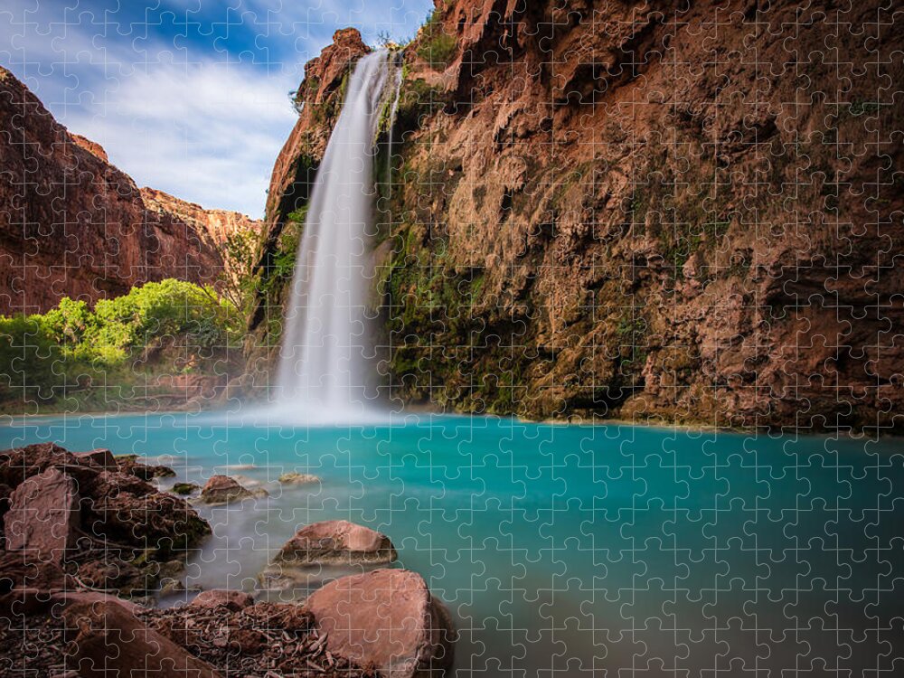 Havasu Falls Jigsaw Puzzle featuring the photograph Havasu Falls by Adam Mateo Fierro