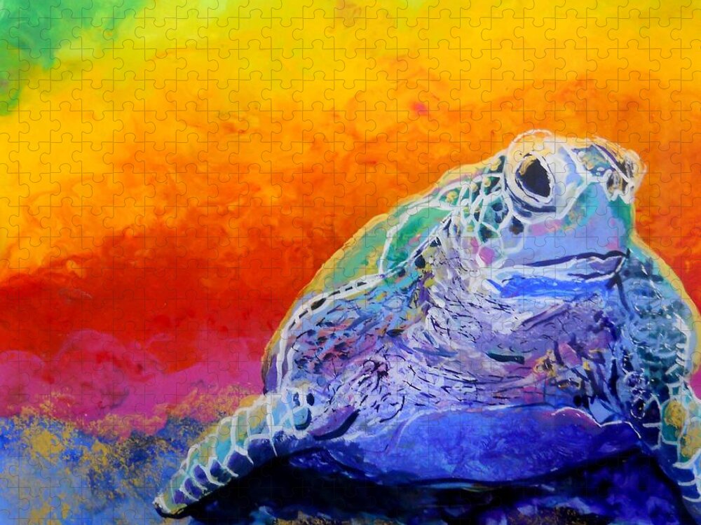 Sea Turtle Jigsaw Puzzle featuring the painting Hawaiian Honu 4 by Marionette Taboniar