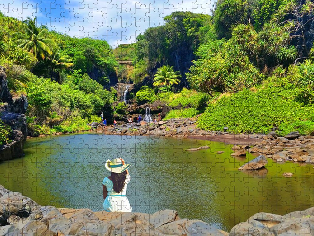 Waterfall Jigsaw Puzzle featuring the photograph Hawaiian Sacred Pools by Michael Rucker