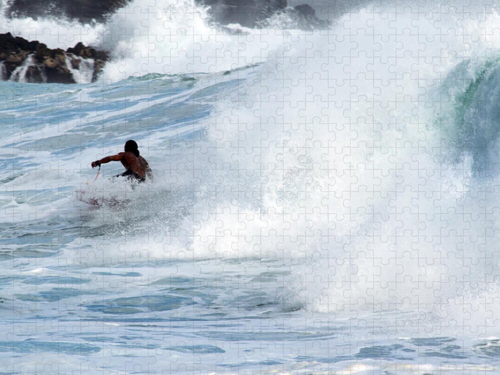 Hawaiian Surfer Jigsaw Puzzle featuring the photograph Hawaiian Surfer by Frank Wilson