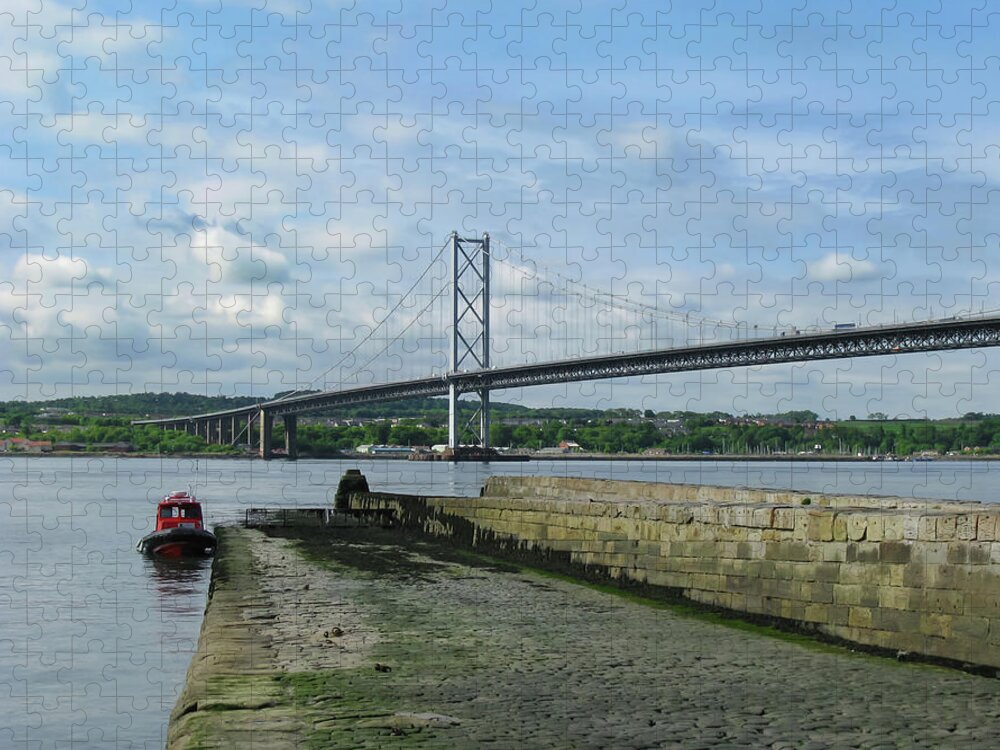 North Queensferry Jigsaw Puzzle featuring the photograph Hawes Pier in North Queensferry and the Forth Road Bridge by Kristen Wilkinson