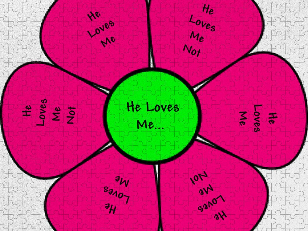Flower Jigsaw Puzzle featuring the digital art He Loves Me...He Loves Me Not by Marian Lonzetta
