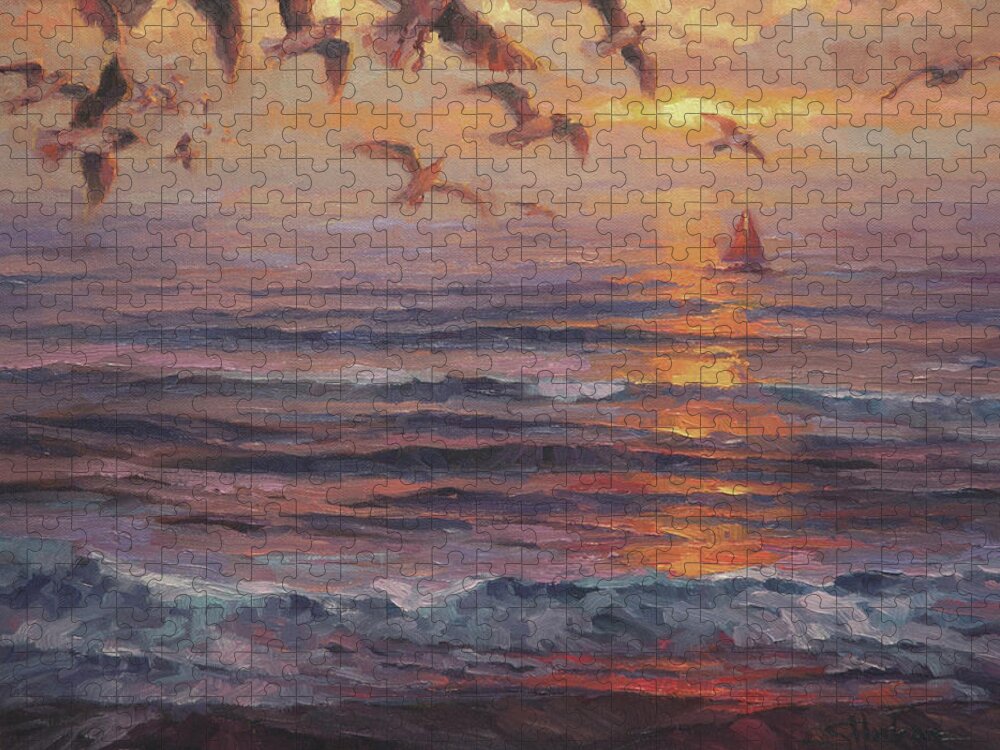 Coast Jigsaw Puzzle featuring the painting Heading Home by Steve Henderson