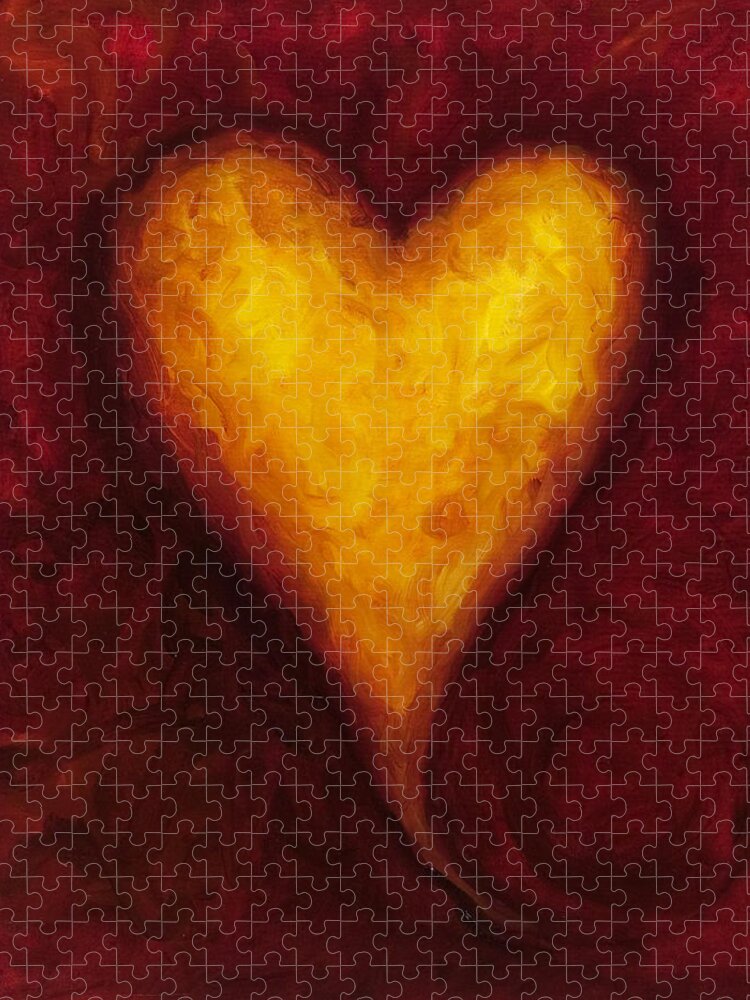 Heart Puzzle featuring the painting Heart of Gold 1 by Shannon Grissom