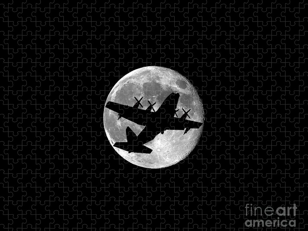 C-130 Hercules Jigsaw Puzzle featuring the photograph Hercules Moon .png by Al Powell Photography USA