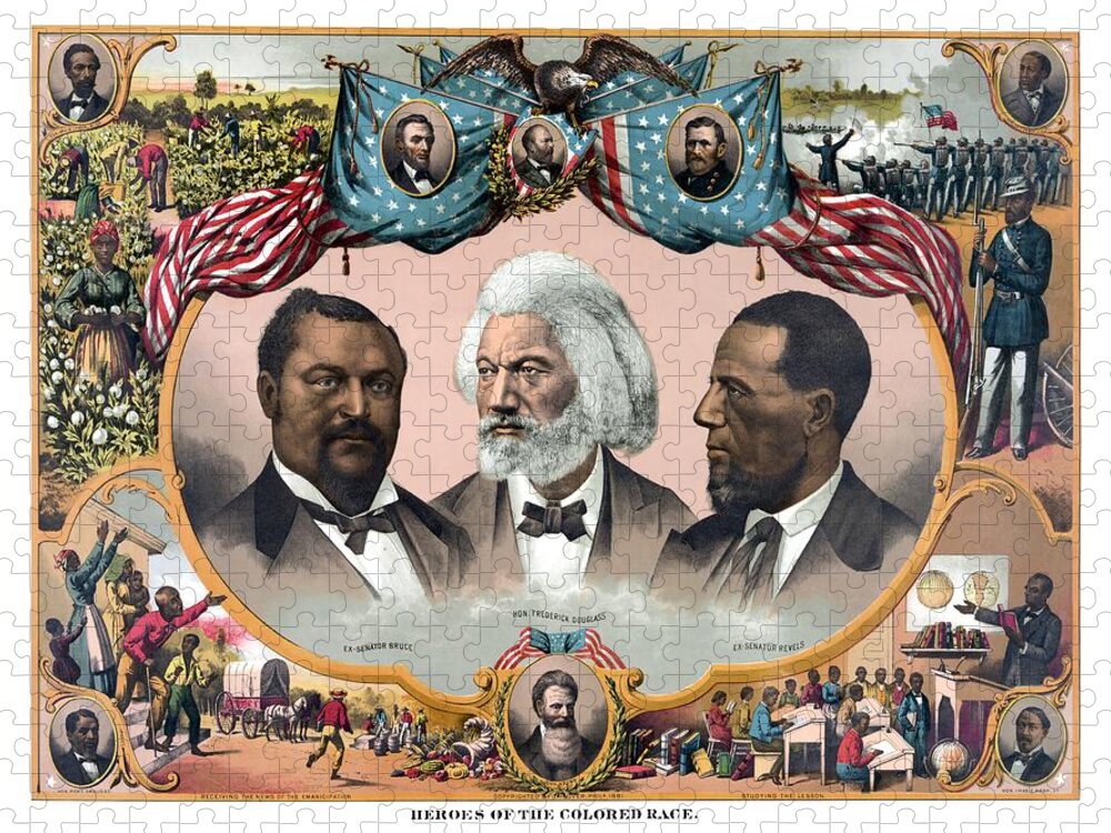 Black History Jigsaw Puzzle featuring the painting Heroes Of African American History - 1881 by War Is Hell Store