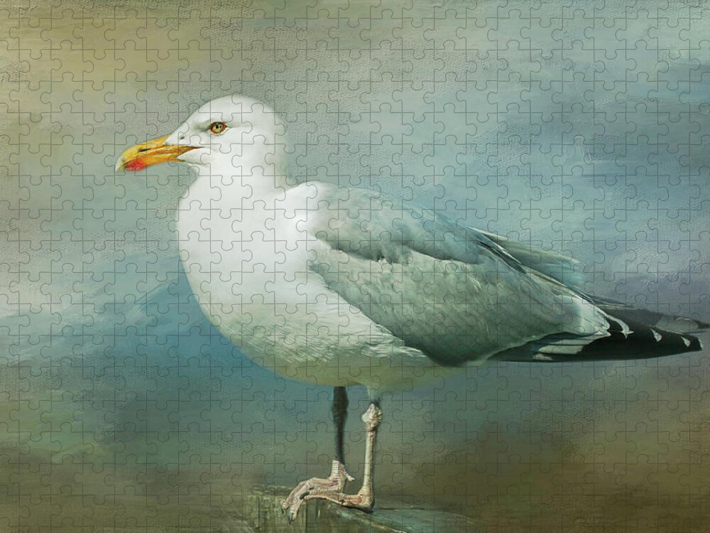 Herring Gull Jigsaw Puzzle featuring the photograph Herring Gull by Cindi Ressler