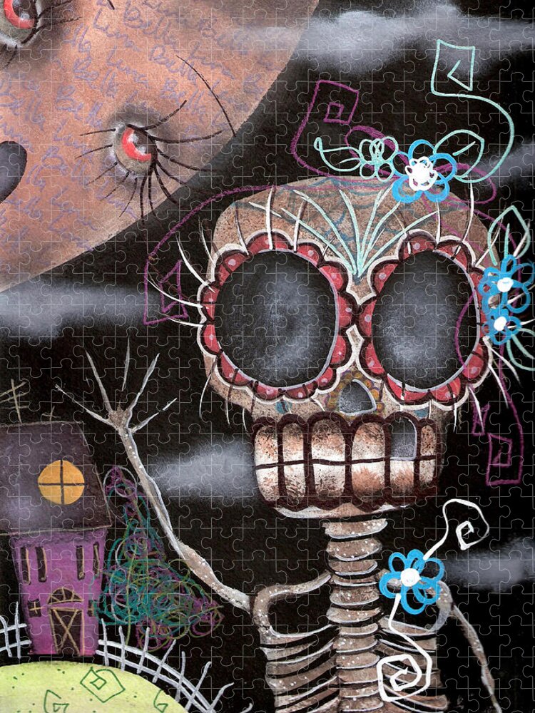 Day Of The Dead Jigsaw Puzzle featuring the painting HI by Abril Andrade