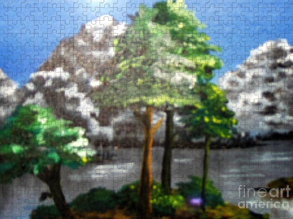 Landscape Jigsaw Puzzle featuring the painting Hideaway by Saundra Johnson