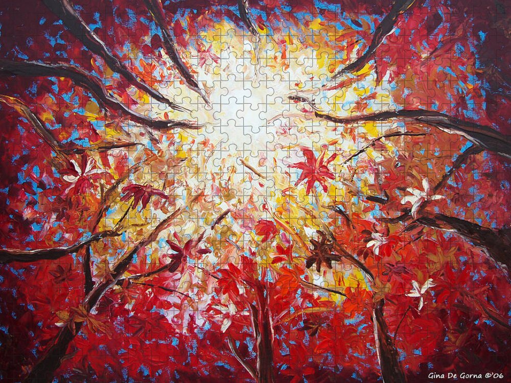 Red Jigsaw Puzzle featuring the painting RED by Gina De Gorna