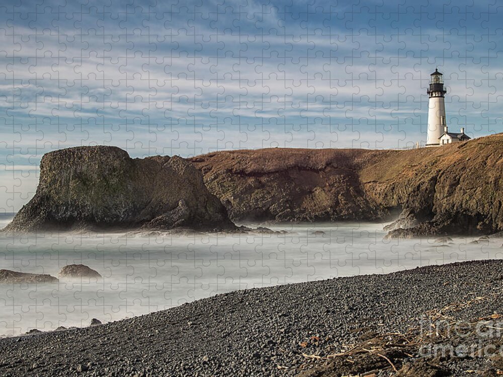 Yaquina Head Lighthouse Jigsaw Puzzle featuring the photograph High Tide by Craig Leaper