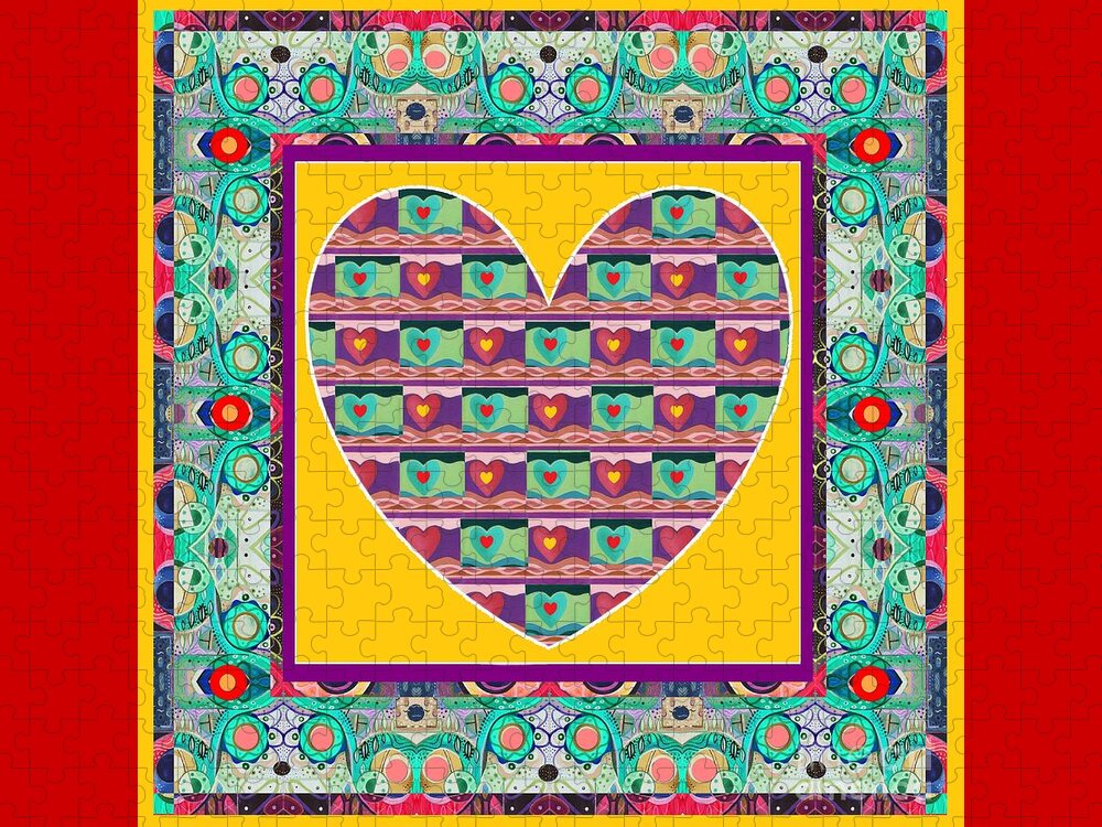 Hearts Jigsaw Puzzle featuring the mixed media Higher Love - Heart of Hearts by Helena Tiainen