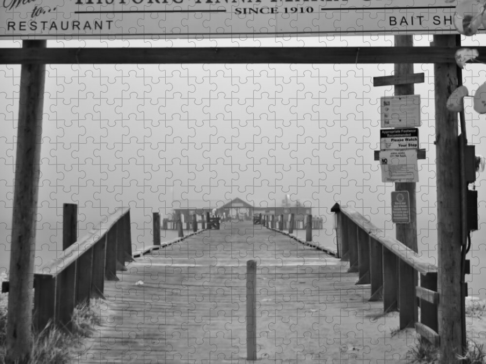 Anna Maria Island Jigsaw Puzzle featuring the photograph Historic Anna Maria City Pier in Fog Infrared 52 by Rolf Bertram