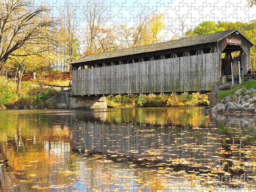 Fallasburg Covered Bridge Jigsaw Puzzle featuring the photograph Historic Fallasburg Covered Bridge by Terri Gostola