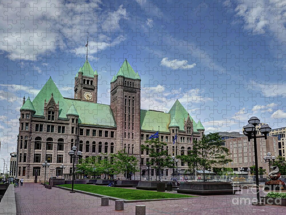 Architecture Jigsaw Puzzle featuring the photograph Historic Minneapolis City Hall and Courthouse Spring Afternoon by Wayne Moran