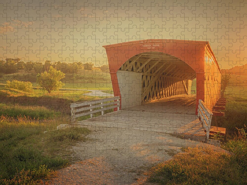 Hogback Bridge Jigsaw Puzzle featuring the photograph Hogback Covered Bridge by Susan Rissi Tregoning