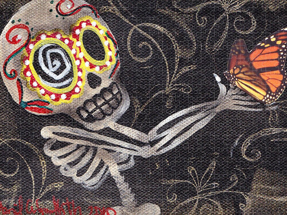 Day Of The Dead Jigsaw Puzzle featuring the painting Holding Life by Abril Andrade