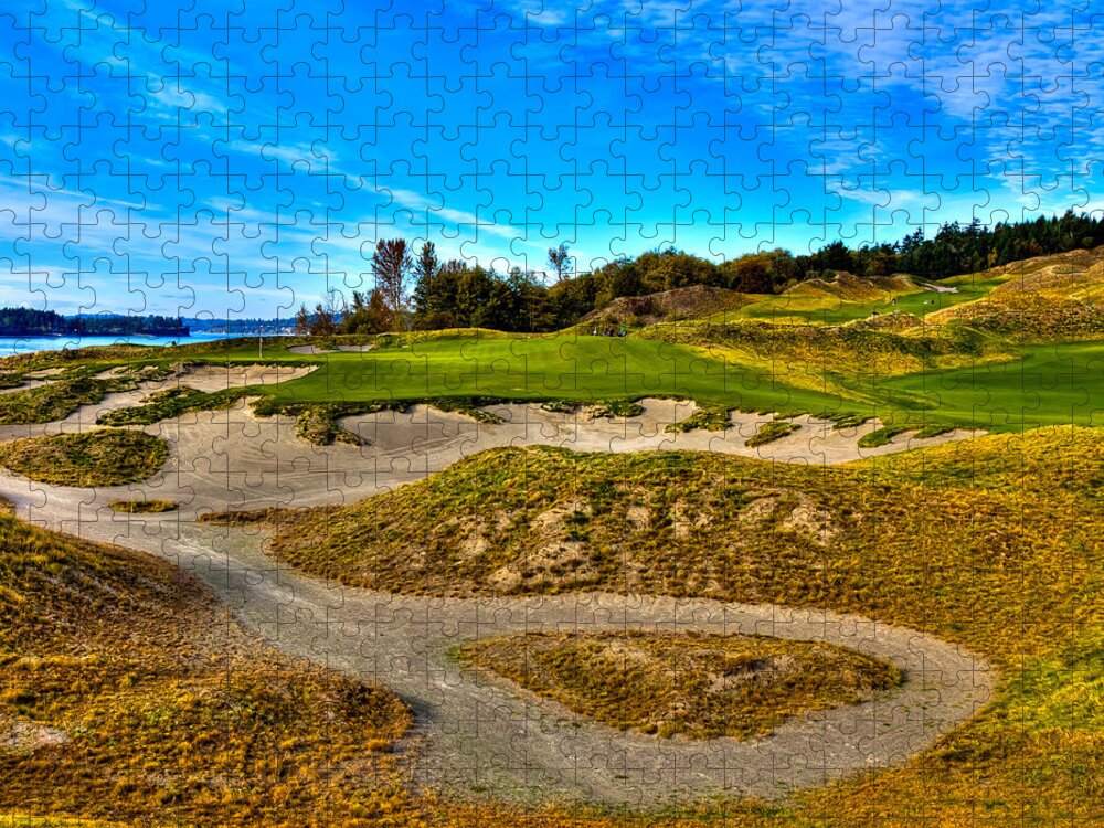 Hole #3 At Chambers Bay Jigsaw Puzzle featuring the photograph Hole #3 at Chambers Bay by David Patterson