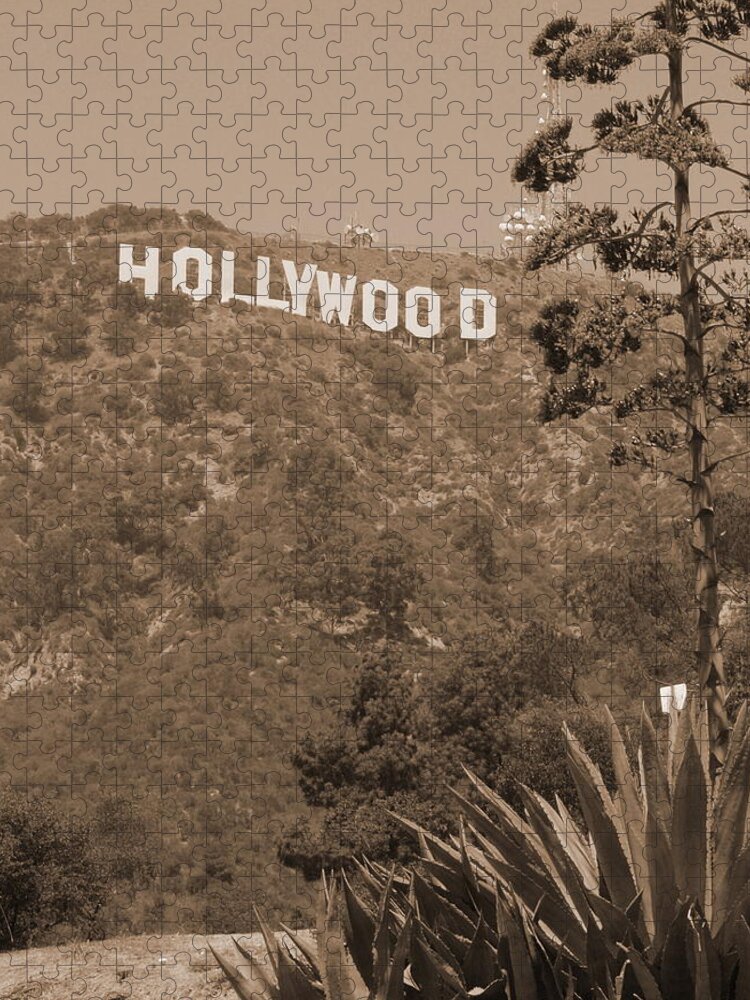 Hollywood Jigsaw Puzzle featuring the photograph Hollywood Signage by Richard Omura