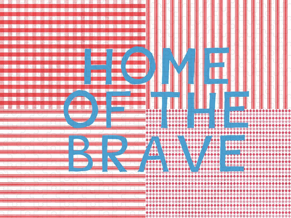 Red Jigsaw Puzzle featuring the digital art Home Of The Brave- Art by Linda Woods by Linda Woods