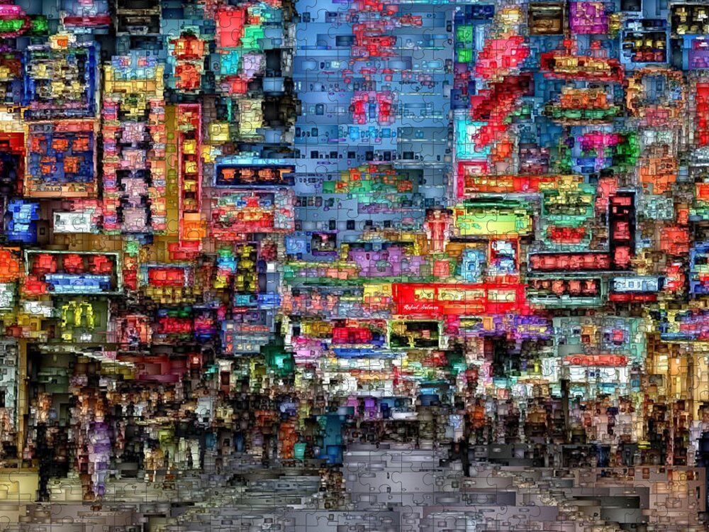 Rafael Salazar Jigsaw Puzzle featuring the digital art Hong Kong City Nightlife by Rafael Salazar