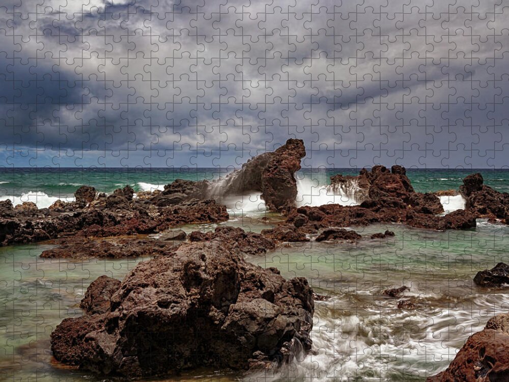 Seascapes Jigsaw Puzzle featuring the photograph Ho'okipa Storm Surge by Susan Rissi Tregoning