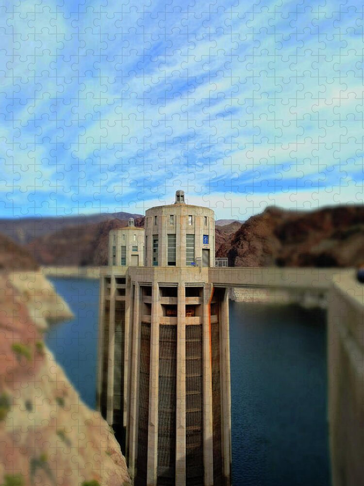 Hoover Dam Intake Towers Jigsaw Puzzle featuring the photograph Hoover Dam Intake Towers No. 1 by Sandy Taylor