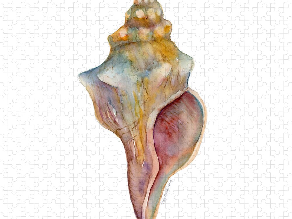 Conch Shell Painting Jigsaw Puzzle featuring the painting Horse Conch Shell by Amy Kirkpatrick