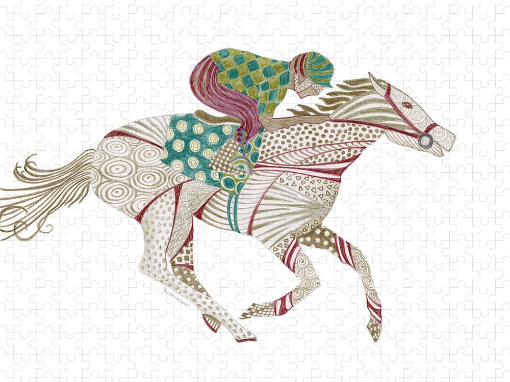 Horse Jigsaw Puzzle featuring the painting Horse Racer by Amy Kirkpatrick