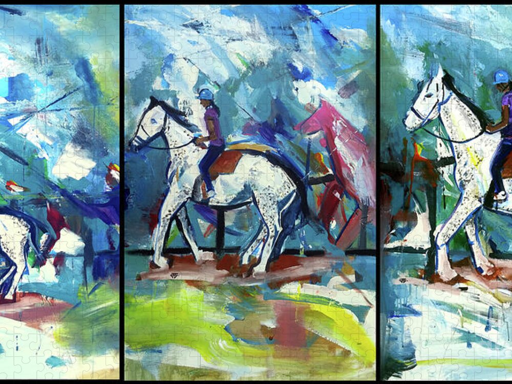  Jigsaw Puzzle featuring the painting Horse Three by John Gholson
