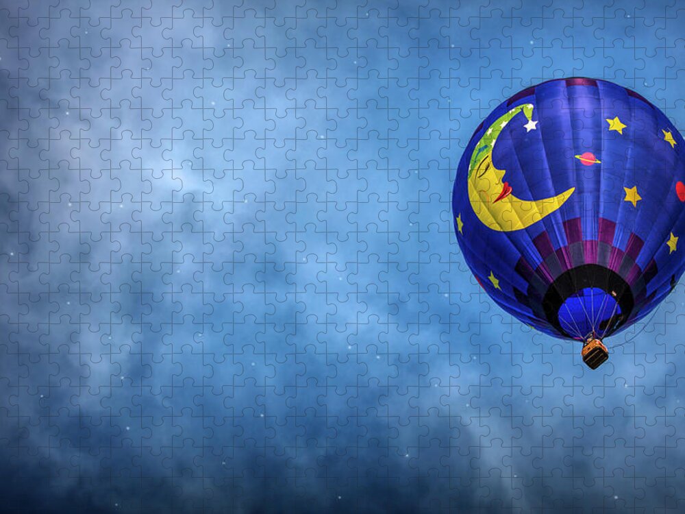 Hot Air Balloon Jigsaw Puzzle featuring the photograph Hot Air Balloon Nighttime by Deborah Penland
