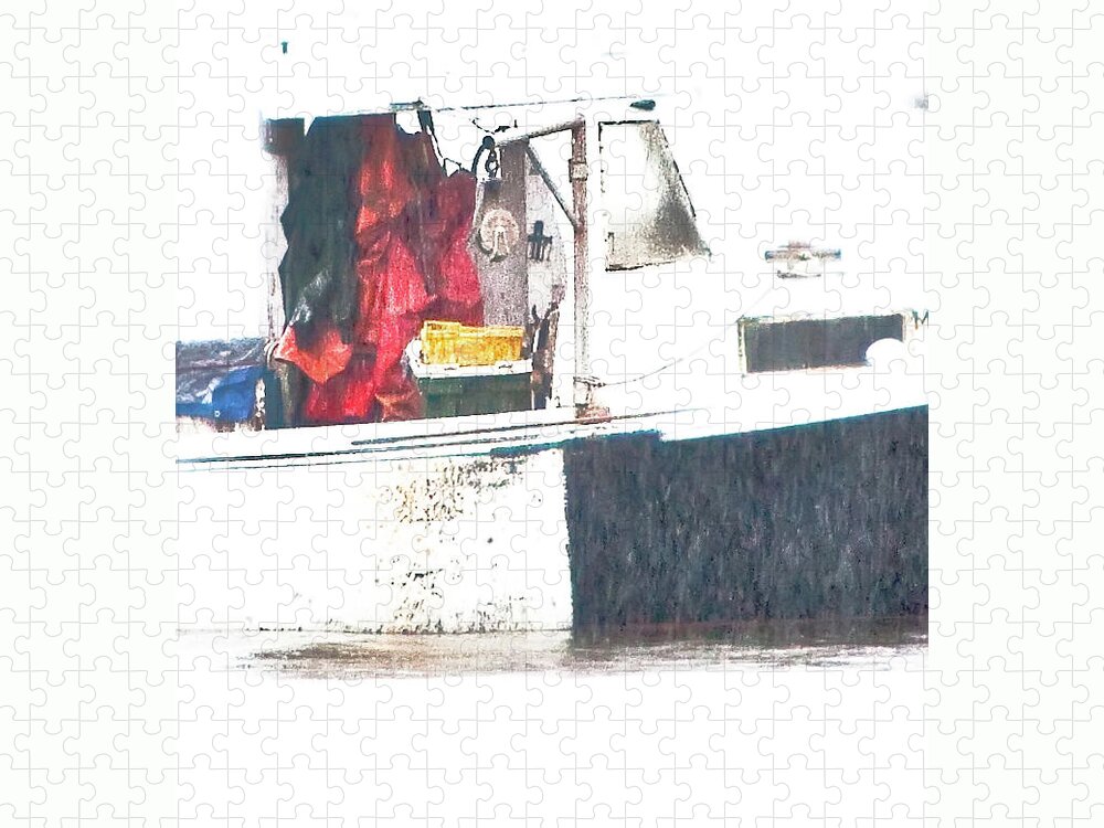 Lobster Boat Jigsaw Puzzle featuring the photograph Hot Cross Boat  by Jeff Cooper