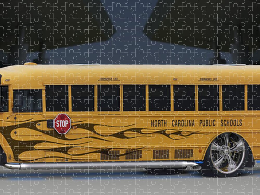 Hot Rod Jigsaw Puzzle featuring the photograph Hot Rod School Bus by Mike McGlothlen