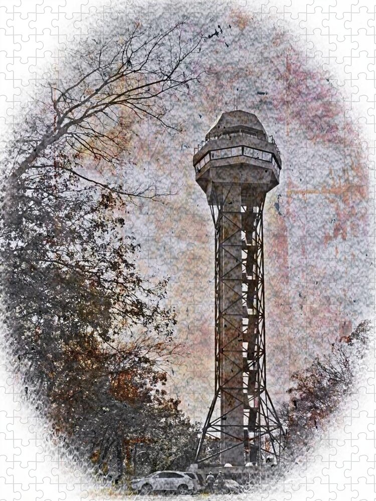 Hot Springs Mountain Tower Jigsaw Puzzle featuring the digital art Hot Springs Mountain Tower_2c by Walter Herrit