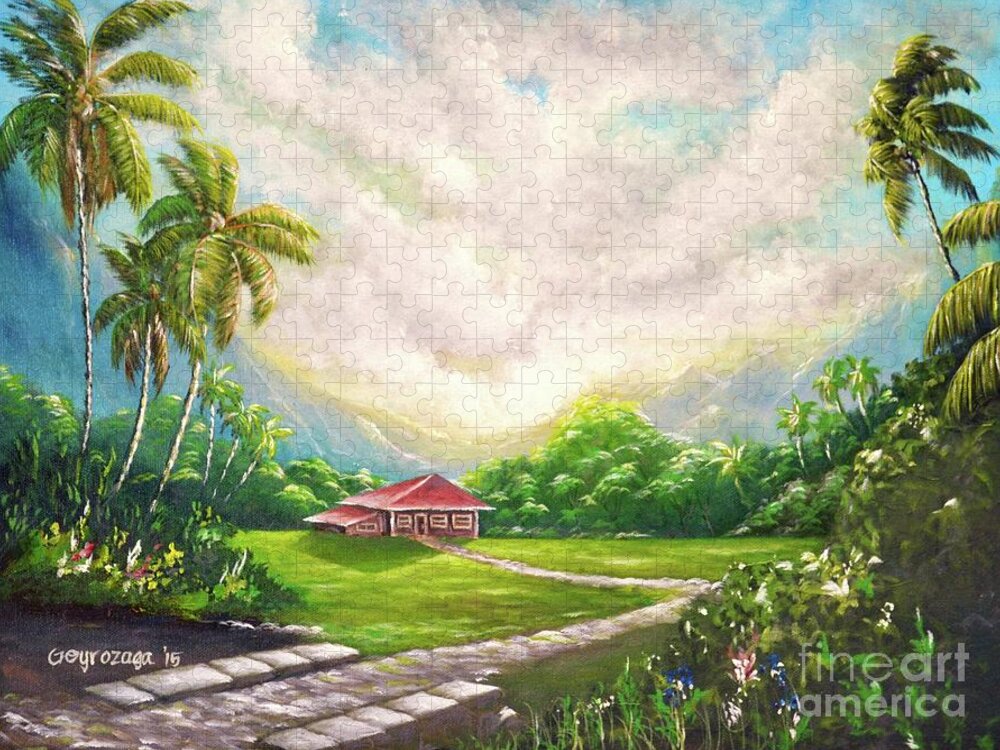 Paradise Jigsaw Puzzle featuring the painting House In The Valley by Larry Geyrozaga