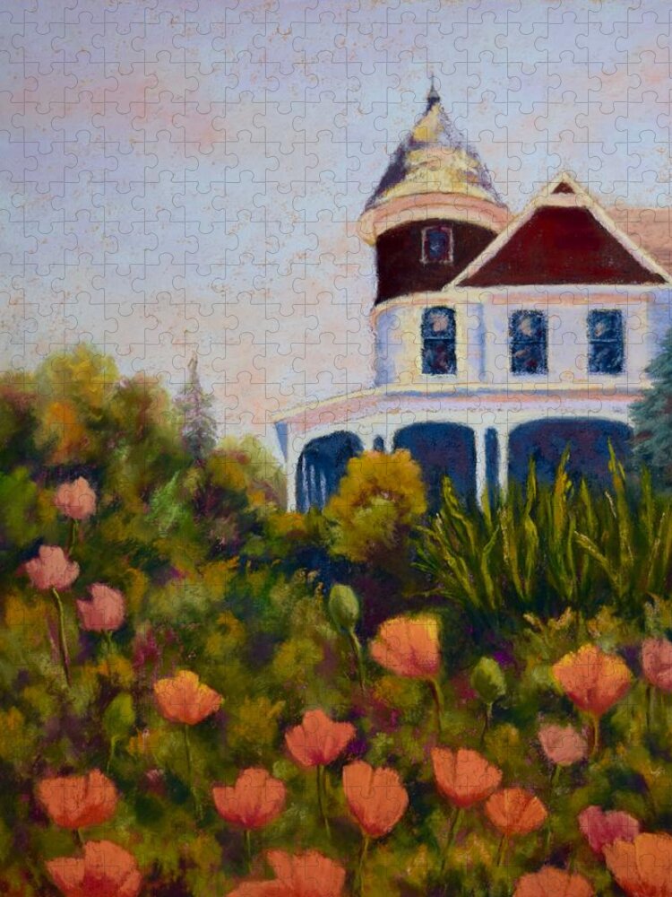 House Jigsaw Puzzle featuring the painting House on the Hill by Nancy Jolley