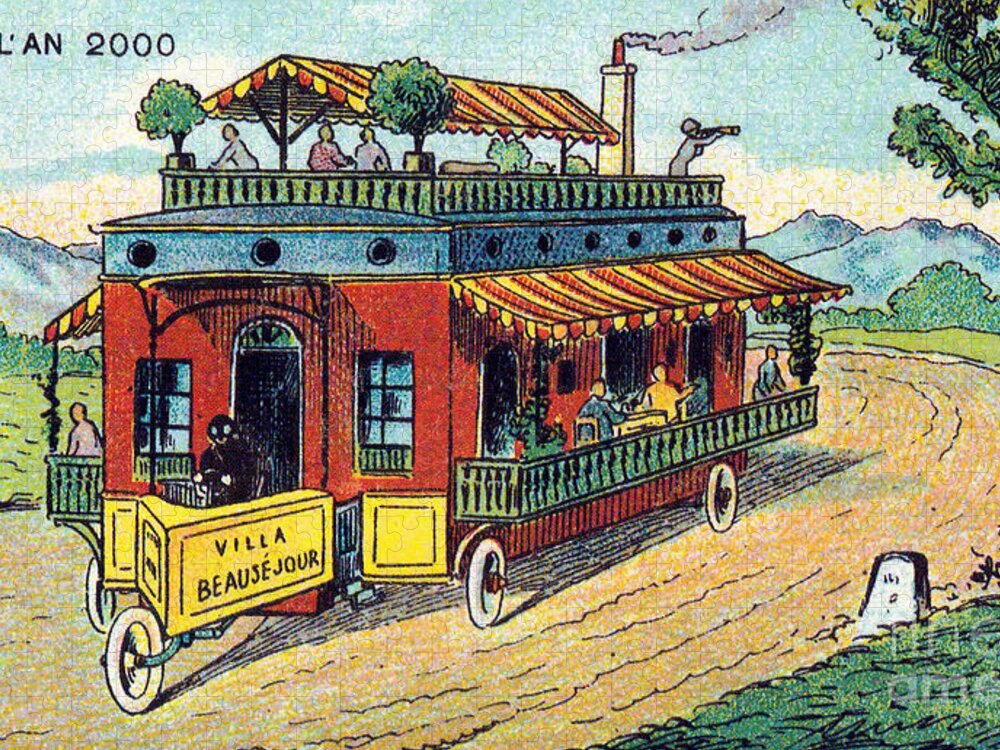 Science Jigsaw Puzzle featuring the photograph House On Wheels, 1900s French Postcard by Science Source