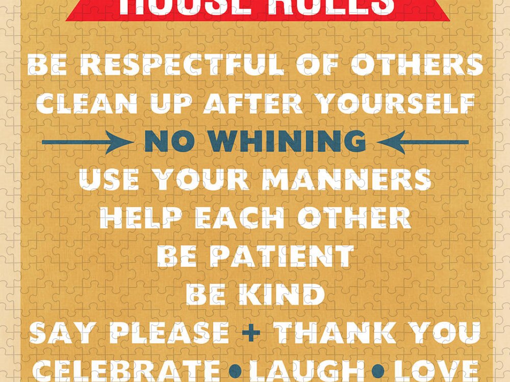 House Rules Jigsaw Puzzle featuring the mixed media House Rules by Linda Woods
