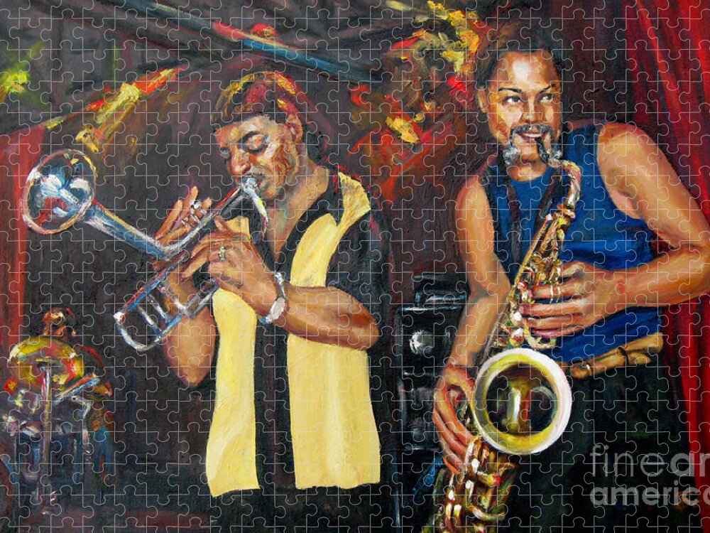 Musician Jigsaw Puzzle featuring the painting Hud N Lew/ The DaddyO Brothers by Beverly Boulet