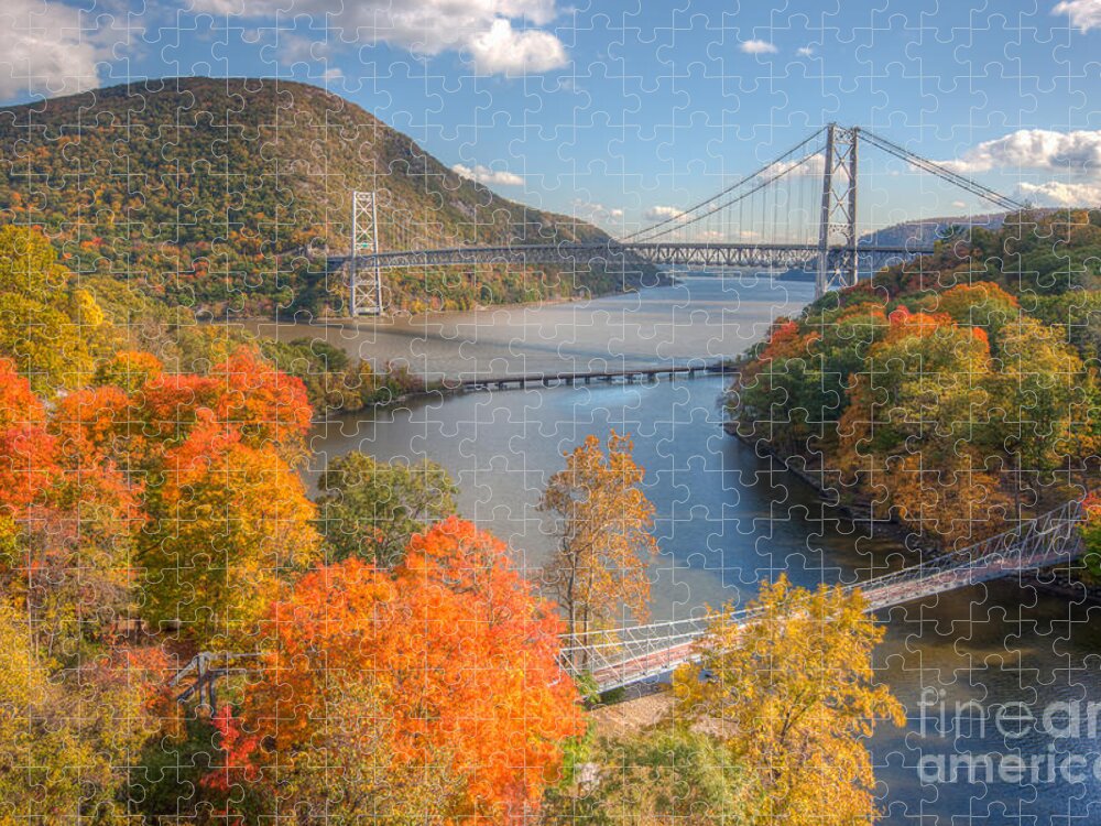 Clarence Holmes Jigsaw Puzzle featuring the photograph Hudson River and Bridges by Clarence Holmes