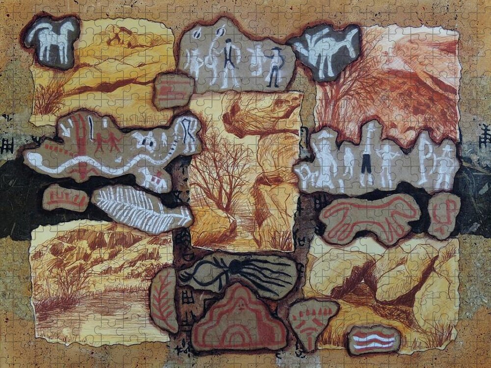Hueco Tanks Jigsaw Puzzle featuring the drawing Hueco Tanks by Candy Mayer
