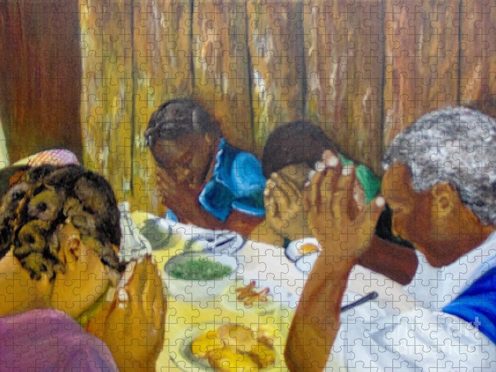 Prayer Jigsaw Puzzle featuring the painting Humble Gratitude by Saundra Johnson