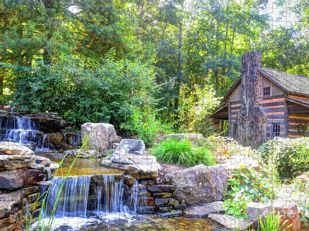 Hunt Cabin At The Botanical Gardens In Clemson Jigsaw Puzzle featuring the photograph Hunt Cabin at the Botanical Gardens by Savannah Gibbs