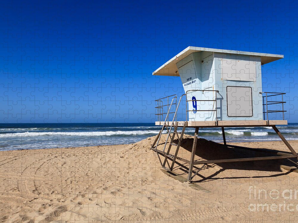 America Jigsaw Puzzle featuring the photograph Huntington Beach Lifeguard Tower Photo by Paul Velgos