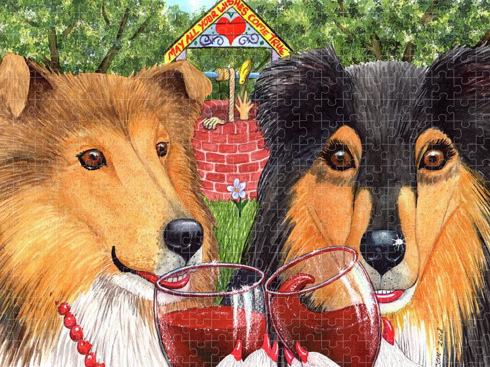 Collie Jigsaw Puzzle featuring the painting I didn't hear anything, did you? by Catherine G McElroy