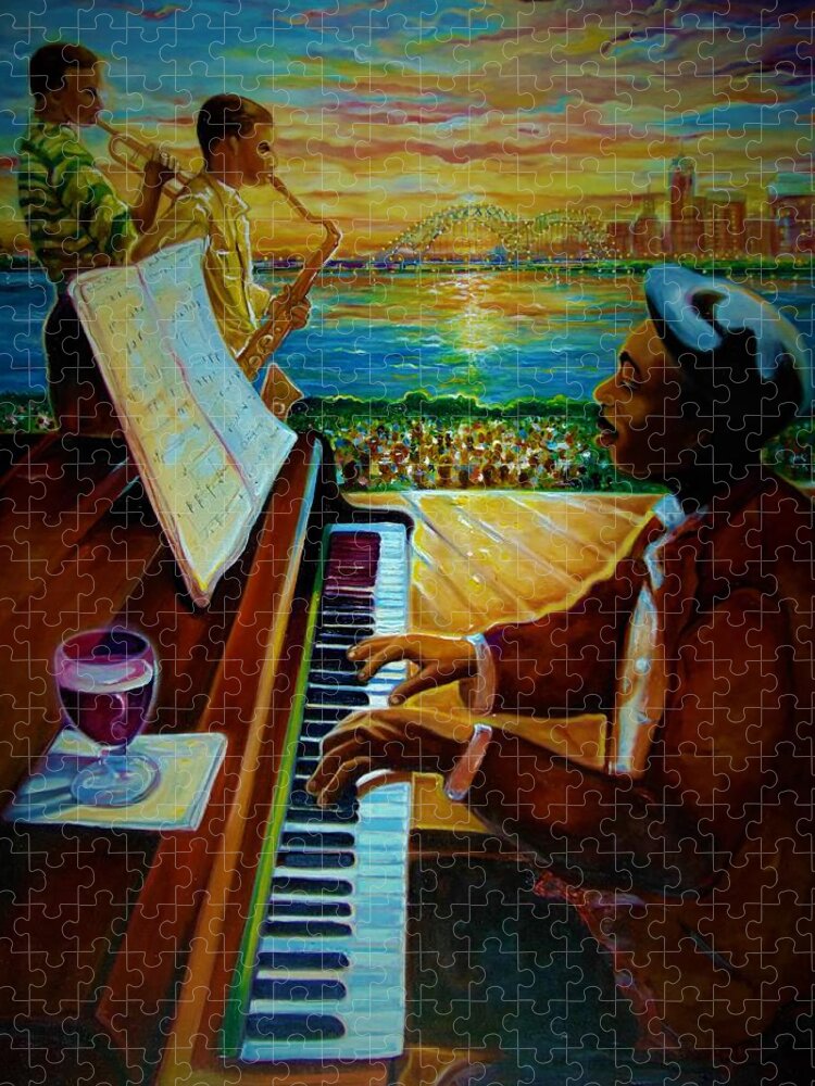 Music Art African American Art Jigsaw Puzzle featuring the painting I Love This Music by Emery Franklin