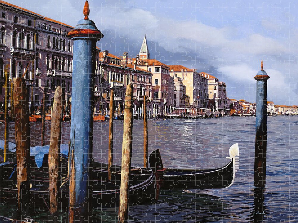 Venice Jigsaw Puzzle featuring the painting I Pali Blu Sul Canal Grande by Guido Borelli