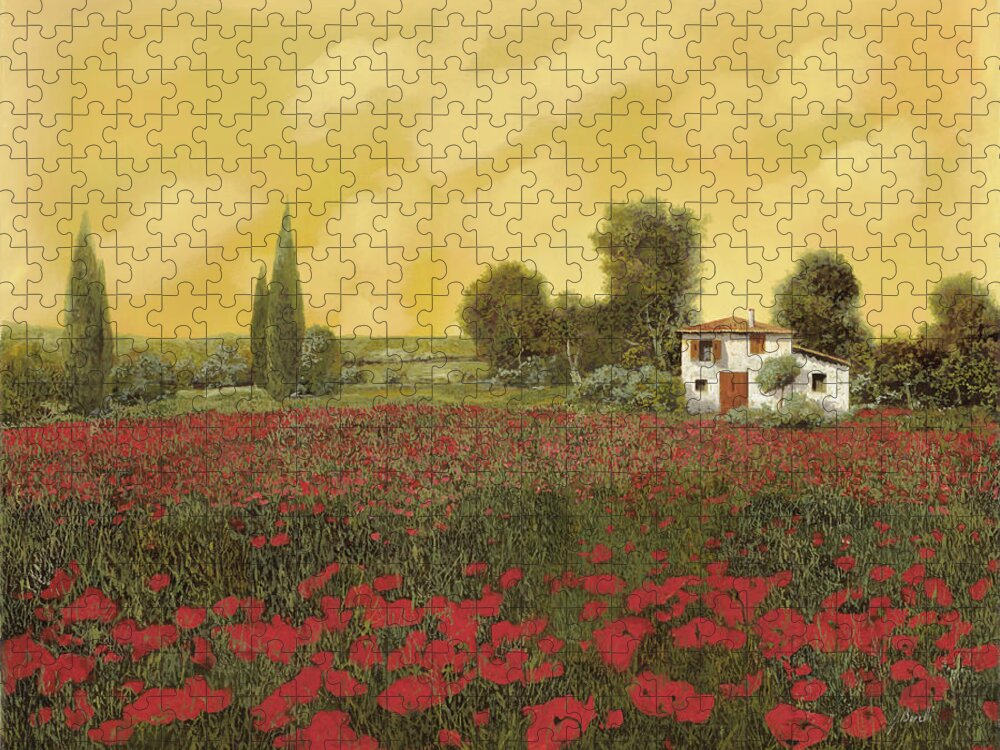 Summer Jigsaw Puzzle featuring the painting La Calda Estate E I Suoi Papaveri by Guido Borelli