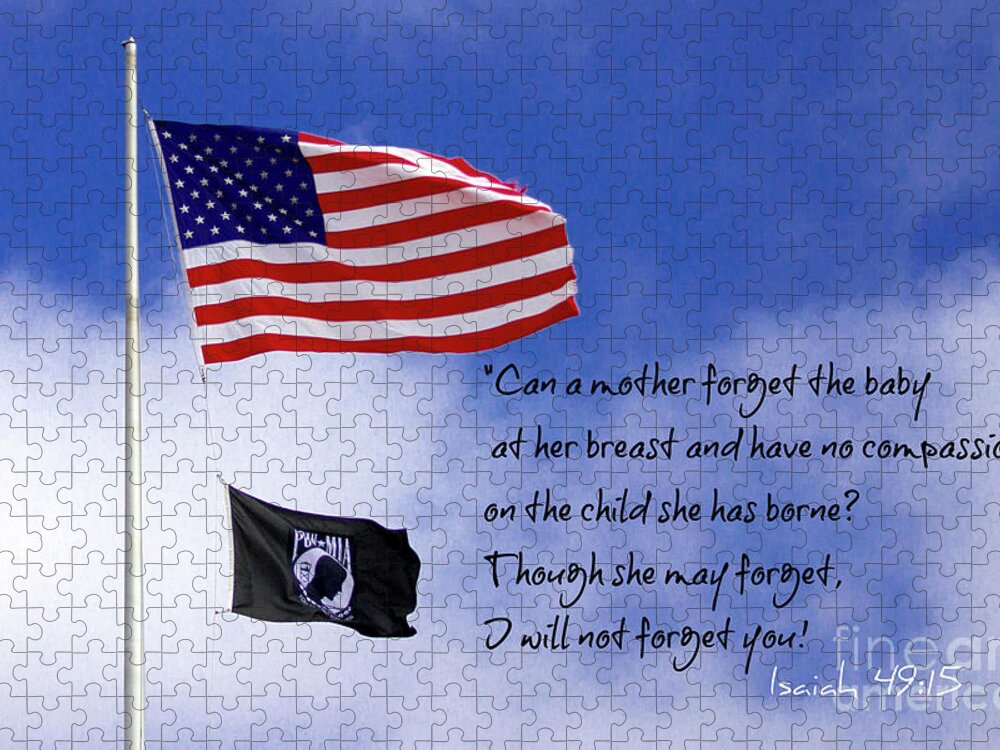 Reid Callaway American Flag Jigsaw Puzzle featuring the photograph I Will Not Forget You American Flag POW MIA Flag Art by Reid Callaway