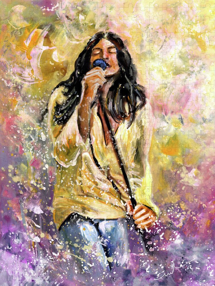 Music Jigsaw Puzzle featuring the painting Ian Gillan Then by Miki De Goodaboom